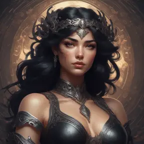 Alluring matte portrait of a fierce beautiful Irelia in black, 8k, Highly Detailed, Intricate, Half Body, Realistic, Sharp Focus, Volumetric Lighting, Fantasy, Elegant by Stanley Artgerm Lau, Alphonse Mucha, WLOP, Stefan Kostic