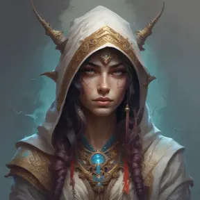 Kassandra white hooded assassin, Highly Detailed, Vibrant Colors, Ink Art, Fantasy, Dark by Peter Mohrbacher