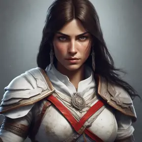 Kassandra from Assassins Creed in white armor, 8k, Highly Detailed, Artstation, Beautiful, Digital Illustration, Sharp Focus, Unreal Engine, Concept Art