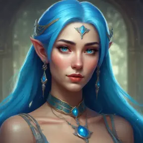 D&D concept art of gorgeous elven woman with blue hair in the style of Stefan Kostic, 8k, High Definition, Highly Detailed, Intricate, Half Body, Realistic, Sharp Focus, Fantasy, Elegant by Stanley Artgerm Lau, Luis Ricardo Falero