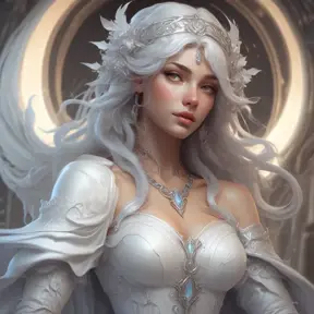 Alluring matte portrait of the beautiful Irelia in white, 8k, Highly Detailed, Intricate, Realistic, Sharp Focus, Volumetric Lighting, Fantasy, Elegant by Stanley Artgerm Lau, Alphonse Mucha, WLOP, Stefan Kostic