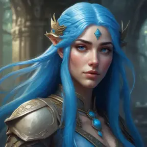 D&D concept art of gorgeous elven woman with blue hair in the style of Stefan Kostic, 8k, High Definition, Highly Detailed, Intricate, Half Body, Realistic, Sharp Focus, Fantasy, Elegant by Luis Ricardo Falero