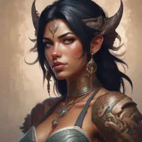 Matte portrait of Nidalee with tattoos, 8k, Highly Detailed, Powerful, Alluring, Artstation, Magical, Digital Painting, Photo Realistic, Sharp Focus, Volumetric Lighting, Concept Art by Stanley Artgerm Lau, Alphonse Mucha, Greg Rutkowski