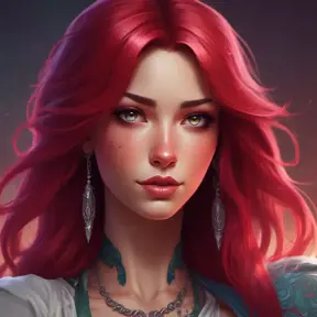 Matte portrait of Katarina from League of Legends with tattoos, 8k, Highly Detailed, Powerful, Alluring, Artstation, Magical, Digital Painting, Photo Realistic, Sharp Focus, Volumetric Lighting, Concept Art by Stanley Artgerm Lau, Alphonse Mucha, Greg Rutkowski