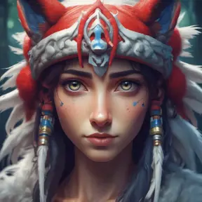 portrait of princess mononoke, 4k, 4k resolution, 8k, Hyper Detailed, Anime by Stanley Artgerm Lau, Stefan Kostic