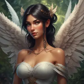 Alluring matte portrait of a beautiful Nidalee with wings, 8k, Highly Detailed, Intricate, Half Body, Realistic, Sharp Focus, Volumetric Lighting, Fantasy, Elegant by Stanley Artgerm Lau, Alphonse Mucha, WLOP