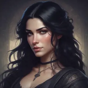 Alluring matte portrait of a beautiful veiled Yennefer in black with long straight black hair, 8k, Highly Detailed, Intricate, Half Body, Realistic, Sharp Focus, Volumetric Lighting, Fantasy, Elegant by Stanley Artgerm Lau, Alphonse Mucha, WLOP