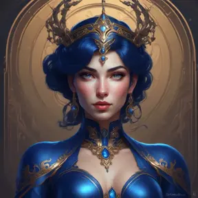 Alluring matte portrait of a beautiful Vayne in dark blue, 8k, Highly Detailed, Intricate, Half Body, Realistic, Sharp Focus, Volumetric Lighting, Fantasy, Elegant by Stanley Artgerm Lau, Alphonse Mucha, WLOP, Stefan Kostic