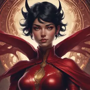 Alluring matte portrait of the beautiful Cassandra Cain in dark red, 8k, Highly Detailed, Intricate, Realistic, Sharp Focus, Volumetric Lighting, Fantasy, Elegant by Stanley Artgerm Lau, Alphonse Mucha, WLOP, Stefan Kostic