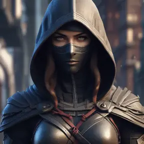 Alluring highly detailed matte portrait of beautiful female ninja wearing Assassin Creed armor in the style of Stefan Kostic, 8k, High Definition, Highly Detailed, Intricate, Half Body, Realistic, Sharp Focus, Fantasy, Elegant