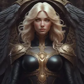 Alluring matte portrait of a beautiful Kayle wearing black leather, 8k, Highly Detailed, Intricate, Half Body, Realistic, Sharp Focus, Volumetric Lighting, Fantasy, Elegant by Stanley Artgerm Lau, Alphonse Mucha, WLOP