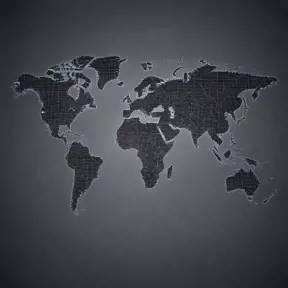 Modern digital world map on a dark high tech background, Matte