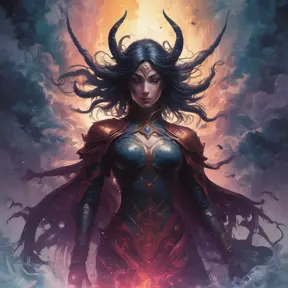 Silhouette of Irelia emerging from the fog of war, ink splash, Highly Detailed, Vibrant Colors, Ink Art, Fantasy, Dark by Stanley Artgerm Lau