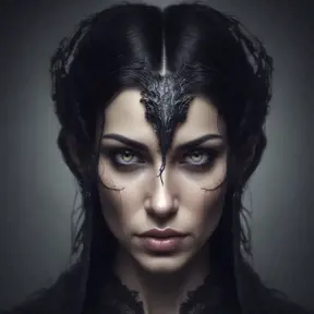 Alluring portrait of a beautiful raven black haired veiled vampire in the style of Stefan Kostic, 8k, High Definition, Highly Detailed, Intricate, Half Body, Realistic, Sharp Focus, Fantasy, Elegant