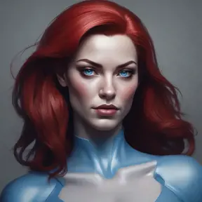 Alluring matte portrait of a beautiful Mystique from Xmen in the style of Stefan Kostic, 8k, Highly Detailed, Intricate, Half Body, Realistic, Sharp Focus, Volumetric Lighting, Fantasy, Elegant by Stanley Artgerm Lau, Greg Rutkowski