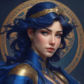 Alluring matte portrait of the beautiful Fiora in dark blue, 8k, Highly Detailed, Intricate, Realistic, Sharp Focus, Volumetric Lighting, Fantasy, Elegant by Stanley Artgerm Lau, Alphonse Mucha, WLOP, Stefan Kostic