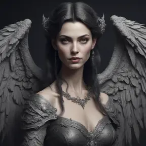 Alluring highly detailed matte portrait of a beautiful winged vampire in the style of Stefan Kostic, 8k, High Definition, Highly Detailed, Intricate, Half Body, Realistic, Sharp Focus, Fantasy, Elegant