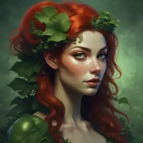 Alluring matte portrait of Poison Ivy in the style of Stefan Kostic, 8k, Highly Detailed, Intricate, Half Body, Matte Painting, Realistic, Sharp Focus, Fantasy by Greg Rutkowski