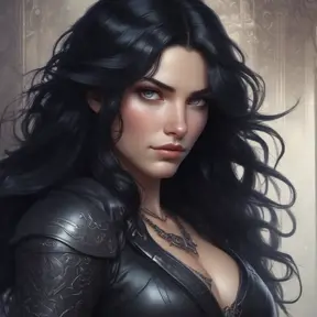 Alluring matte portrait of a beautiful Yennefer wearing black leather, 8k, Highly Detailed, Intricate, Half Body, Realistic, Sharp Focus, Volumetric Lighting, Fantasy, Elegant by Stanley Artgerm Lau, Alphonse Mucha, WLOP