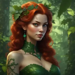 Alluring matte portrait of Poison Ivy in the style of Stefan Kostic, 8k, Highly Detailed, Intricate, Half Body, Matte Painting, Realistic, Sharp Focus, Fantasy by Greg Rutkowski