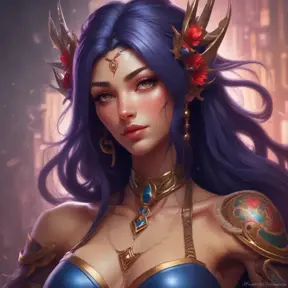 Matte portrait of Irelia from League of Legends with tattoos, 8k, Highly Detailed, Powerful, Alluring, Artstation, Magical, Digital Painting, Photo Realistic, Sharp Focus, Volumetric Lighting, Concept Art by Stanley Artgerm Lau, Alphonse Mucha, Greg Rutkowski