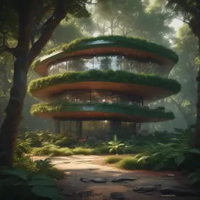 Beautiful futuristic organic house made from imaginary plants in a forest, 8k, Award-Winning, Highly Detailed, Beautiful, Epic, Octane Render, Unreal Engine, Radiant, Volumetric Lighting by Greg Rutkowski