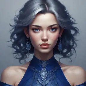 Alluring matte portrait of a beautiful A2 wearing dark blue, 8k, Highly Detailed, Intricate, Half Body, Realistic, Sharp Focus, Volumetric Lighting, Fantasy, Elegant by Stanley Artgerm Lau, WLOP, Stefan Kostic