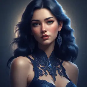 Alluring matte portrait of a beautiful A2 wearing dark blue, 8k, Highly Detailed, Intricate, Half Body, Realistic, Sharp Focus, Volumetric Lighting, Fantasy, Elegant by Stanley Artgerm Lau, WLOP, Stefan Kostic