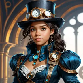 Steampunk portrait of Jenna Ortega, Highly Detailed, Intricate, Artstation, Beautiful, Digital Painting, Sharp Focus, Concept Art, Elegant