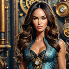 Steampunk portrait of Megan Fox, Highly Detailed, Intricate, Artstation, Beautiful, Digital Painting, Sharp Focus, Concept Art, Elegant