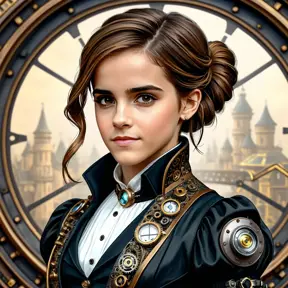 Steampunk portrait of Emma Watson, Highly Detailed, Intricate, Artstation, Beautiful, Digital Painting, Sharp Focus, Concept Art, Elegant