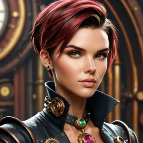 Steampunk portrait of Ruby Rose, Highly Detailed, Intricate, Artstation, Beautiful, Digital Painting, Sharp Focus, Concept Art, Elegant