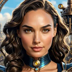 Steampunk portrait of Gal Gadot, Highly Detailed, Intricate, Artstation, Beautiful, Digital Painting, Sharp Focus, Concept Art, Elegant