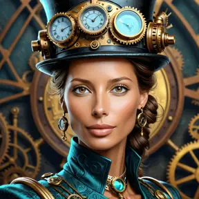 Steampunk portrait of Christy Turlington, Highly Detailed, Intricate, Artstation, Beautiful, Digital Painting, Sharp Focus, Concept Art, Elegant