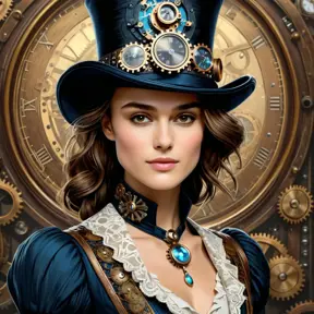 Steampunk portrait of Keira Knightley, Highly Detailed, Intricate, Artstation, Beautiful, Digital Painting, Sharp Focus, Concept Art, Elegant