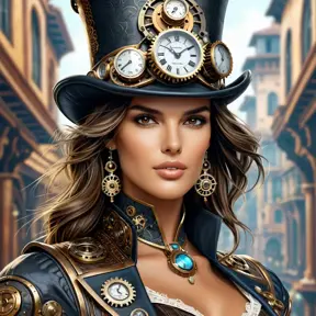 Steampunk portrait of Alessandra Ambrosio, Highly Detailed, Intricate, Artstation, Beautiful, Digital Painting, Sharp Focus, Concept Art, Elegant