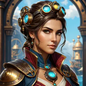 Steampunk portrait of Kassandra, Highly Detailed, Intricate, Artstation, Beautiful, Digital Painting, Sharp Focus, Concept Art, Elegant