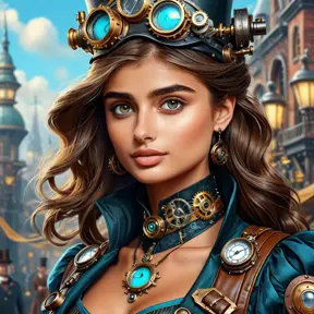 Steampunk portrait of Taylor Hill, Highly Detailed, Intricate, Artstation, Beautiful, Digital Painting, Sharp Focus, Concept Art, Elegant