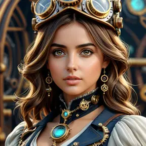 Steampunk portrait of Ana de Armas, Highly Detailed, Intricate, Artstation, Beautiful, Digital Painting, Sharp Focus, Concept Art, Elegant