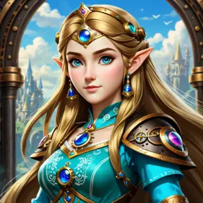 Steampunk portrait of Princess Zelda, Highly Detailed, Intricate, Artstation, Beautiful, Digital Painting, Sharp Focus, Concept Art, Elegant