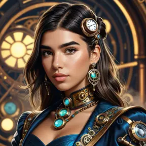 Steampunk portrait of Dua Lipa, Highly Detailed, Intricate, Artstation, Beautiful, Digital Painting, Sharp Focus, Concept Art, Elegant