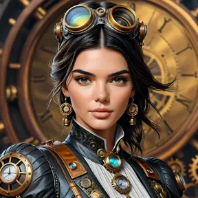 Steampunk portrait of Kendall Jenner, Highly Detailed, Intricate, Artstation, Beautiful, Digital Painting, Sharp Focus, Concept Art, Elegant