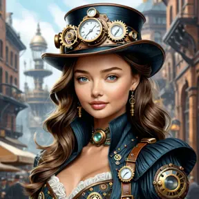 Steampunk portrait of Miranda Kerr, Highly Detailed, Intricate, Artstation, Beautiful, Digital Painting, Sharp Focus, Concept Art, Elegant