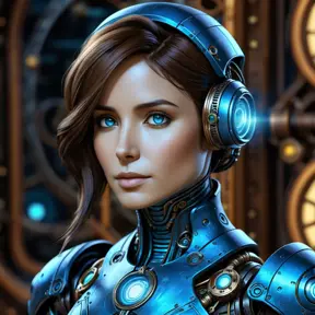 Steampunk portrait of Cortana, Highly Detailed, Intricate, Artstation, Beautiful, Digital Painting, Sharp Focus, Concept Art, Elegant