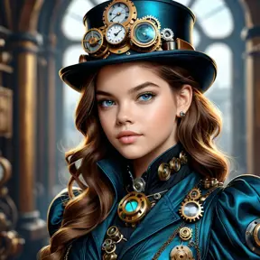 Steampunk portrait of Barbara Palvin, Highly Detailed, Intricate, Artstation, Beautiful, Digital Painting, Sharp Focus, Concept Art, Elegant