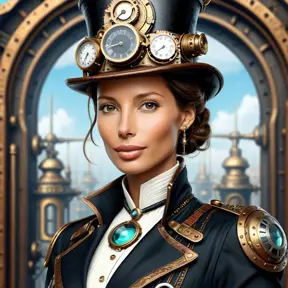 Steampunk portrait of Christy Turlington, Highly Detailed, Intricate, Artstation, Beautiful, Digital Painting, Sharp Focus, Concept Art, Elegant