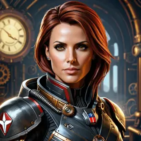 Steampunk portrait of Commander Shepard, Highly Detailed, Intricate, Artstation, Beautiful, Digital Painting, Sharp Focus, Concept Art, Elegant