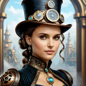 Steampunk portrait of Natalie Portman, Highly Detailed, Intricate, Artstation, Beautiful, Digital Painting, Sharp Focus, Concept Art, Elegant