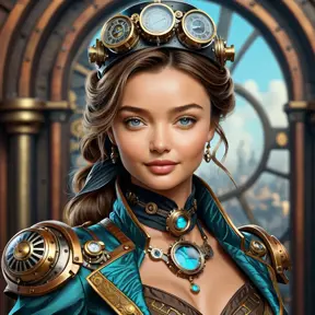 Steampunk portrait of Miranda Kerr, Highly Detailed, Intricate, Artstation, Beautiful, Digital Painting, Sharp Focus, Concept Art, Elegant