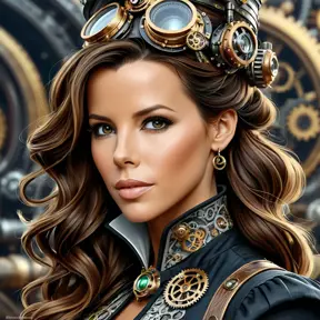 Steampunk portrait of Kate Beckinsale, Highly Detailed, Intricate, Artstation, Beautiful, Digital Painting, Sharp Focus, Concept Art, Elegant